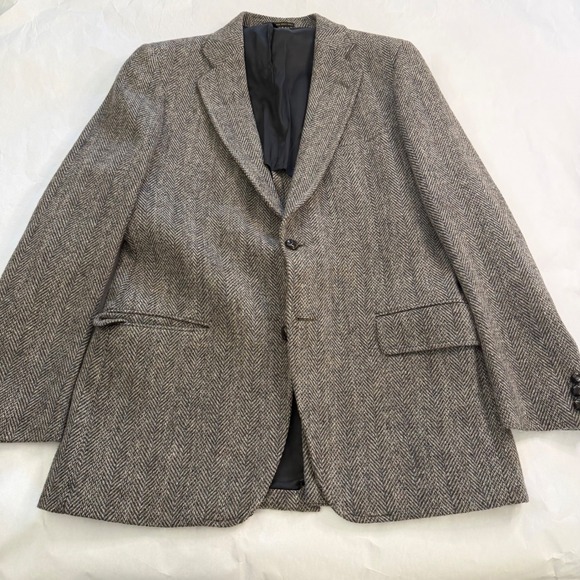 ADAMS ROW‎ Vintage Harris Tweed Blazer Men 42L Herringbone Scottish Wool Jacket
